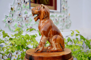 Traditional Thai style wood carving as animal wooden tiger one o