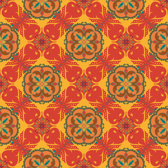 Vector seamless texture. Beautiful colored pattern for design and fashion with decorative elements