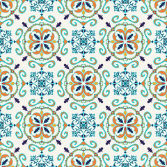 Vector seamless texture. Beautiful colored pattern for design and fashion with decorative elements