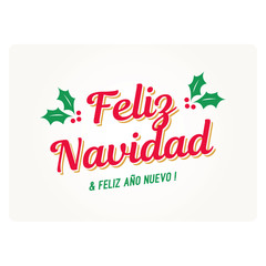 Christmas card with mistletoes. Spanish version. Editable vector design.