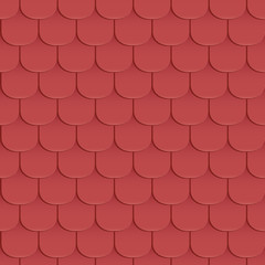 Shingles roof seamless pattern. Red color. Classic style. Vector illustration