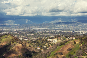 Fototapeta na wymiar Stunning View of San Fernando Valley from Mulholland Drive sceni