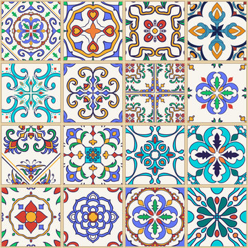 Vector seamless texture. Beautiful mega patchwork pattern for design and fashion with decorative elements