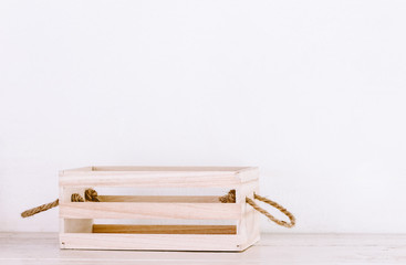 Empty basket on wooden table