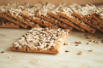 Cracker biscuits with sunflower seeds