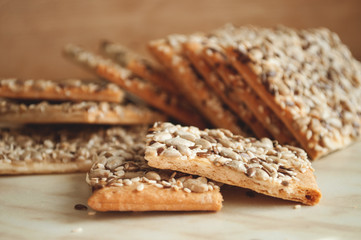 Cracker biscuits with sunflower seeds