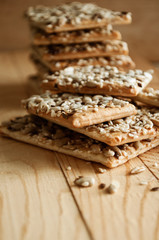 Cracker biscuits with sunflower seeds