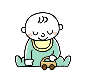 赤ちゃん：おもちゃで遊ぶ
