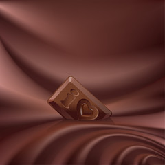 Vector wavy choco background melted chocolate