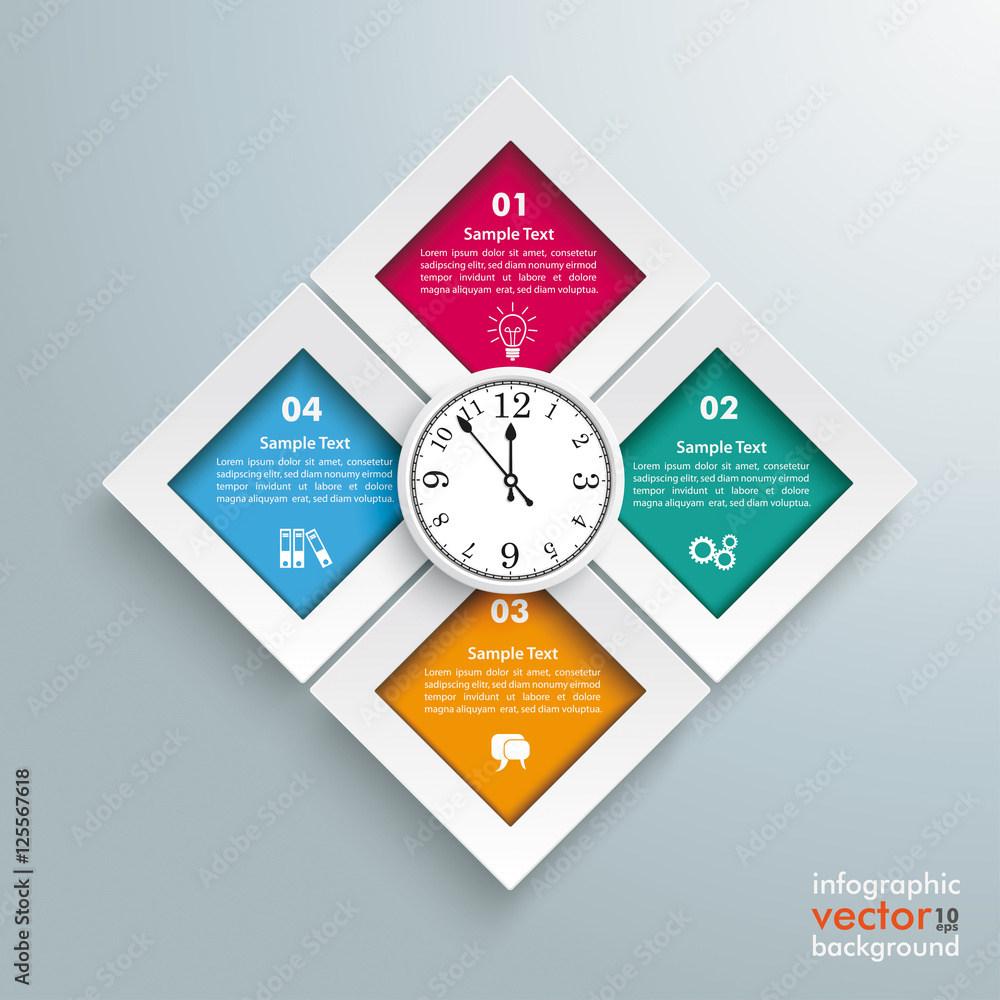 Canvas Prints rectangles template 4 options infographic clock centre