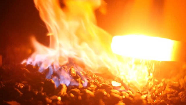 Hot Liquid Metal in a Blacksmith Forge