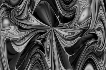 Abstract black and white curls. Intricate monochrome fractal texture. Fantasy design for posters or greeting cards. Digital art. 3D rendering.