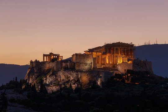 View On Acropolis Of Athens At Sunrise