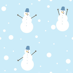  Snowmen pattern. Winter, snow, vector