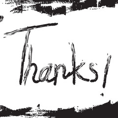 Thanks hand drawn style typography | message decorative greeting black and white