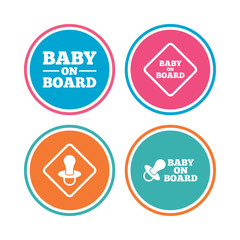 Obraz premium Baby on board icons. Infant caution signs.