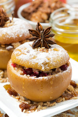 festive baked stuffed apples, closeup vertical