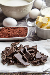 Ingredients for brownies on classic recipe