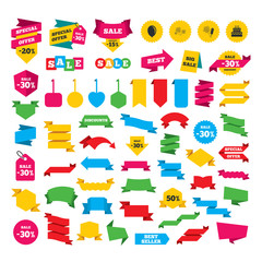 Naklejka premium Birthday party icons. Cake and gift box symbol.