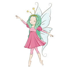 Fototapeta na wymiar Cute little fairy. Illustration isolated on white background.