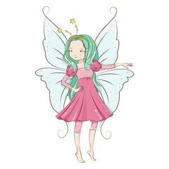 Cute little fairy. Illustration isolated on white background.