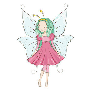 Cute little fairy. Illustration isolated on white background.