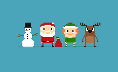 Pixel Christmas Characters - 125570853