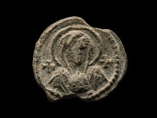 Post seal af ancient times with saint image on it