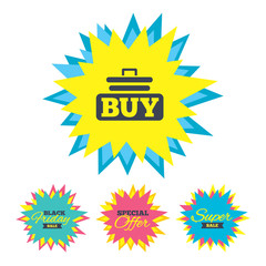 Buy sign icon. Online buying cart button.