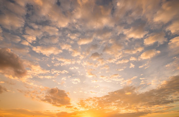 Fototapeta na wymiar Dramatic golden sunset and sunrise twilight sky beautiful fantas