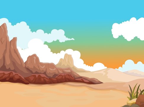 beauty desert with landscape background