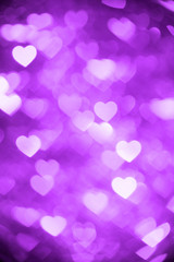 purple heart bokeh background photo, abstract holiday backdrop