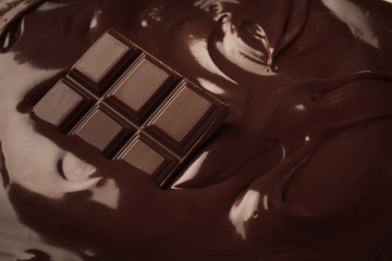 Closeup of tasty melted chocolate bar