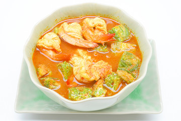 Shrimp and egg sour soup made of tamarind paste, Delicious thai traditional food

