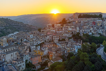 Sunrise in the old baroque city of Ragusa Ibla in Sicily