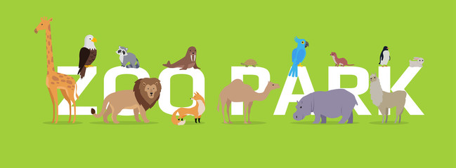 Zoo Park Conceptual Flat Style Vector Web Banner 