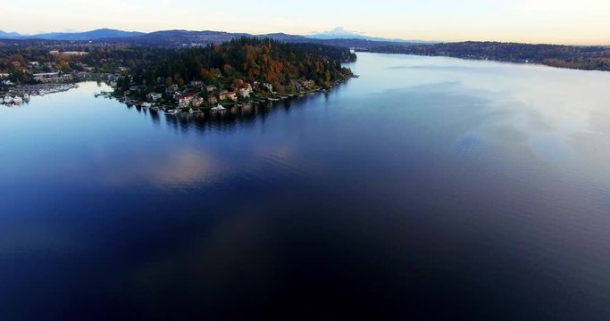 Bellevue Wa Panorama Aerial View From Meydenbauer Bay Lake Washington
