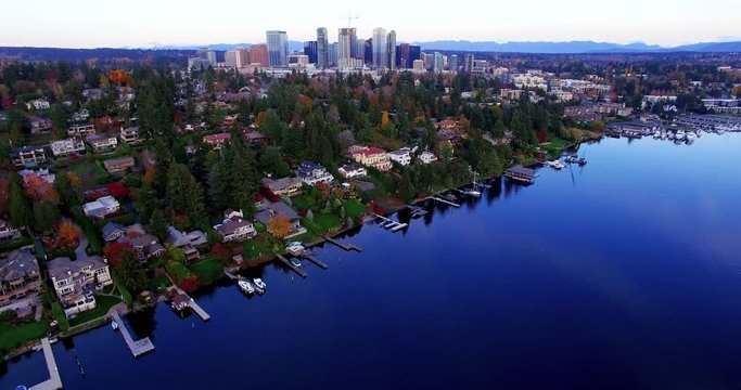 Bellevue Washington Waterfront Aerial Lake Landscape