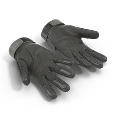 Soldier black gloves isolated on white. 3D illustration