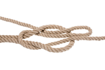 Reef knot isolated on white background.