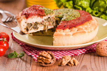 Calzone with walnuts and endive.