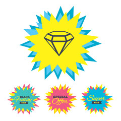 Diamond sign icon. Jewelry symbol. Gem stone.