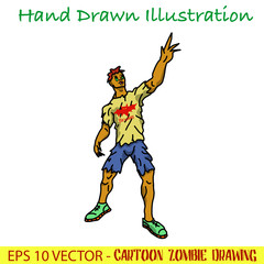 Obraz na płótnie Canvas A cartoon zombie drawing