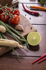 ingredients for Thai food, lemongrass, ginger, garlic, cocktail