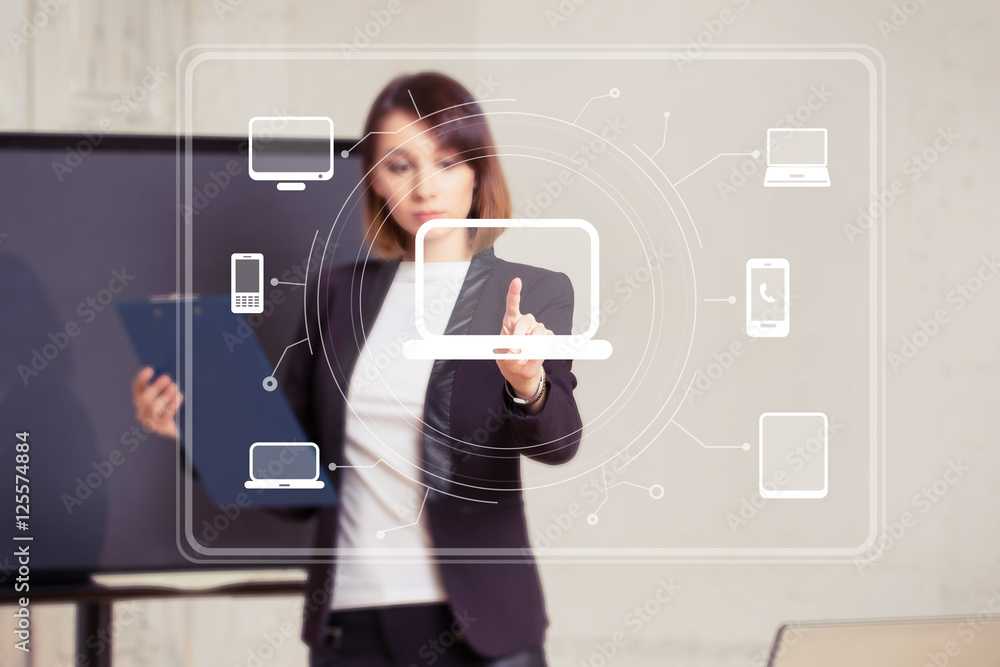 Poster business button media connection computer virtual network