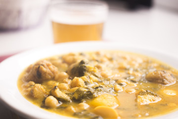 Beer glass Spanish tapas dish