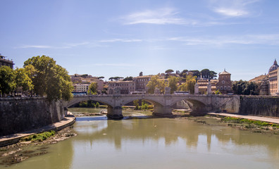 Bridge over the tiber river in Rome