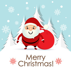 Christmas Greeting Card with Christmas Santa Claus. Vector illus