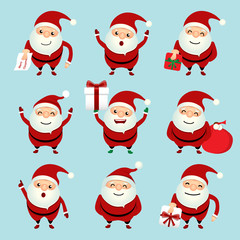 Collection of Christmas Santa Claus. Vector illustration.
