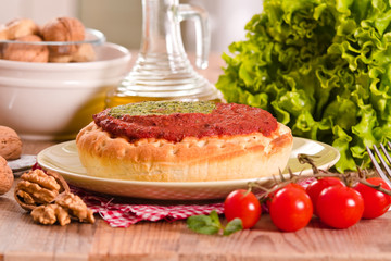 Calzone with walnuts and endive.